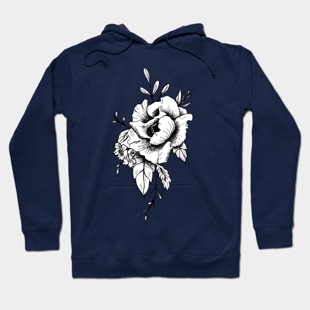 Peony flower design Hoodie by deadlydelicatedesigns